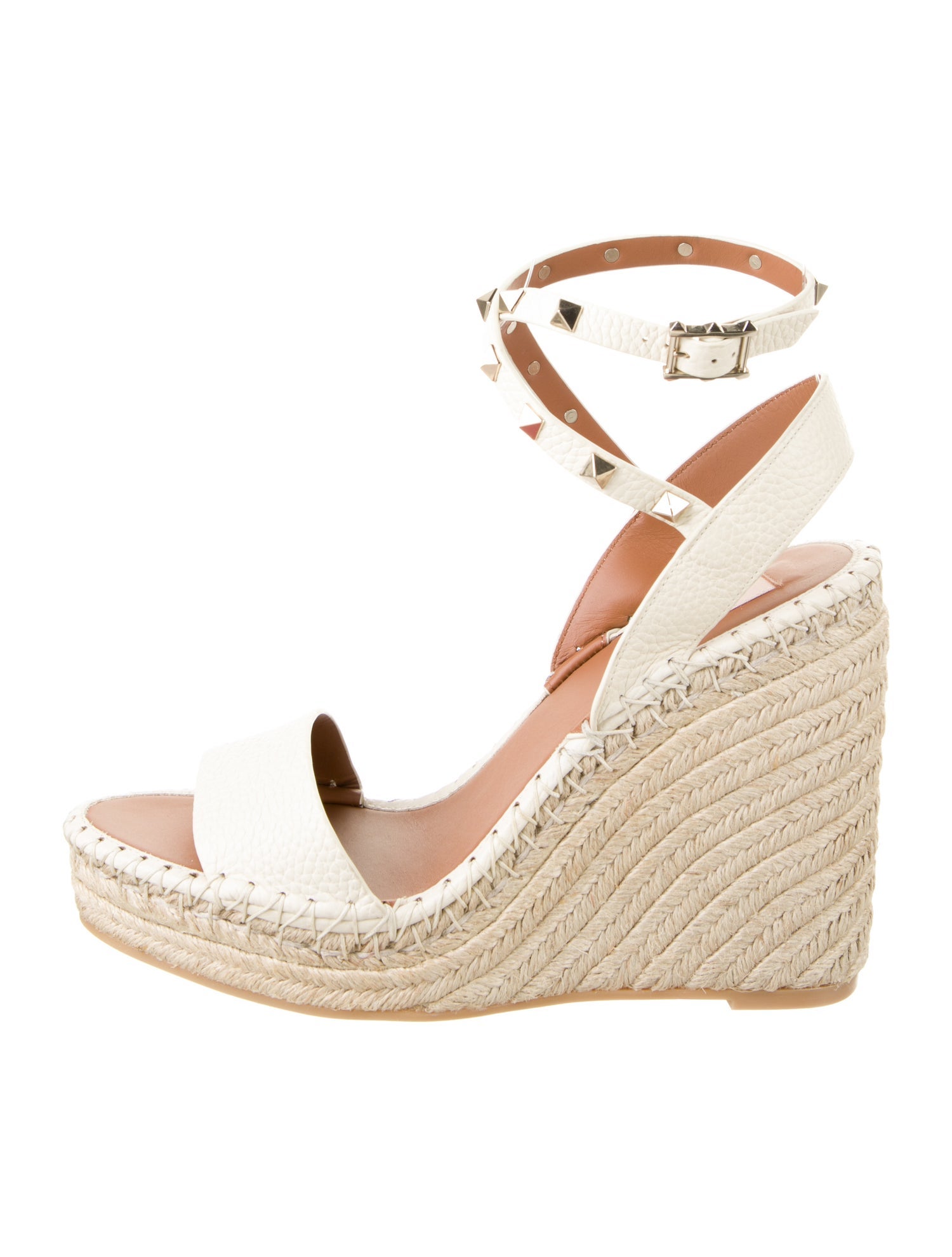 Valentino Rockstud Accents Leather Espadrilles