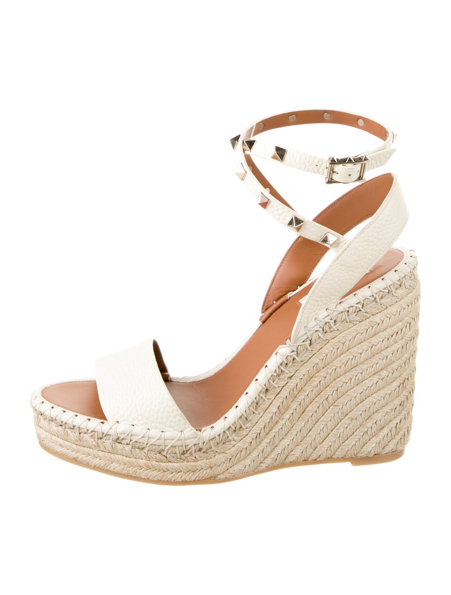 Valentino Rockstud Accents Leather Espadrilles