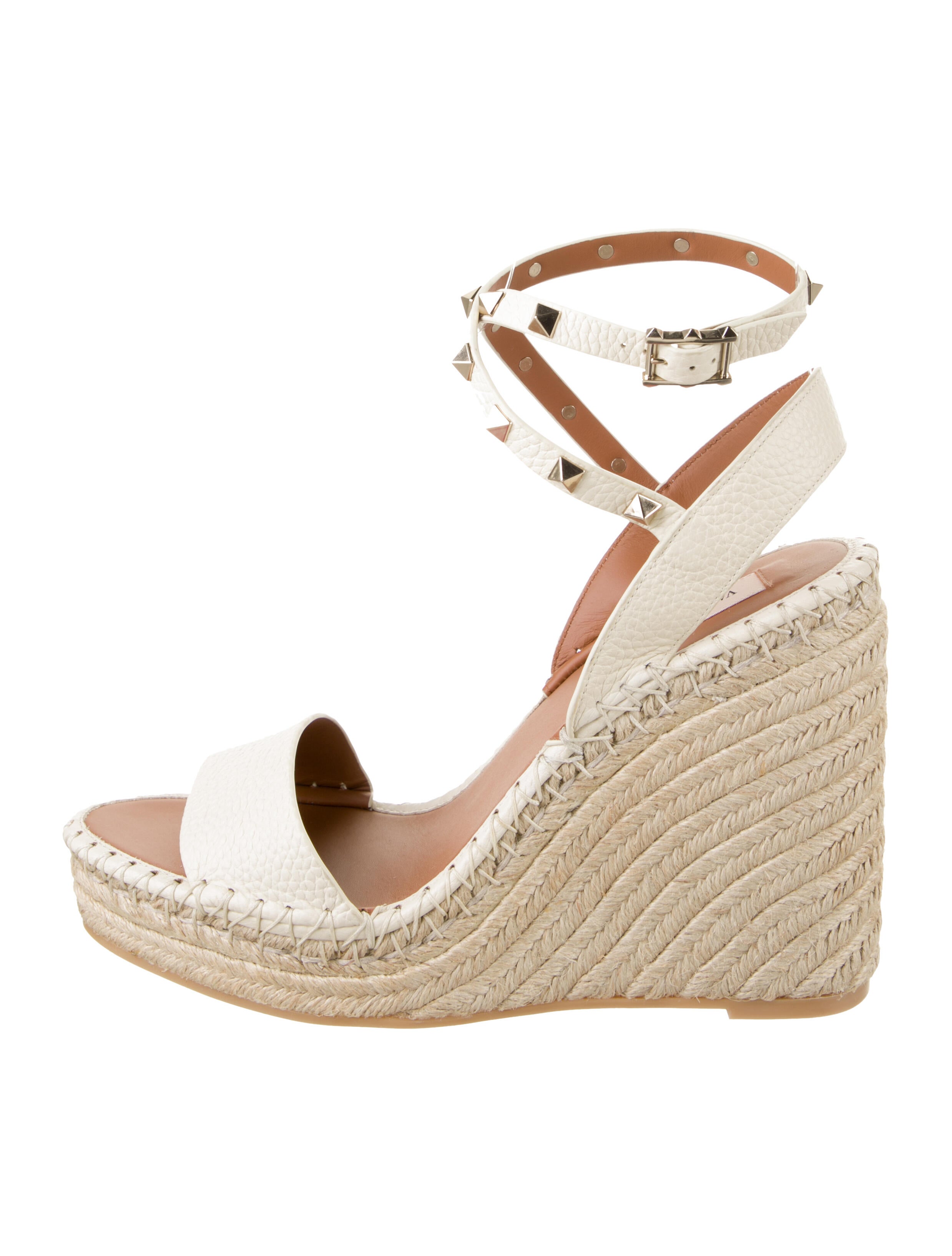 Valentino Rockstud Accents Leather Espadrilles
