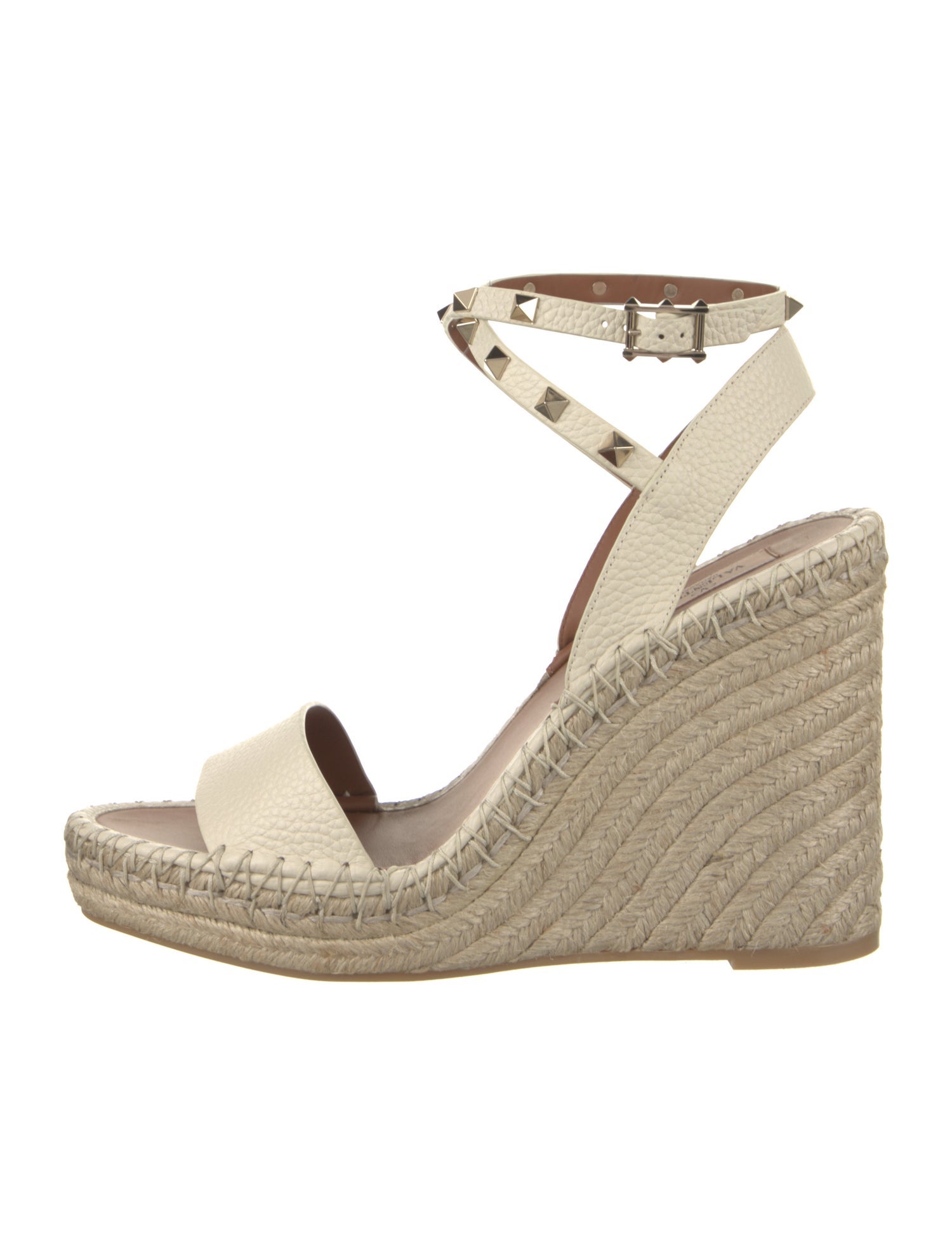 Valentino Rockstud Accents Leather Espadrilles