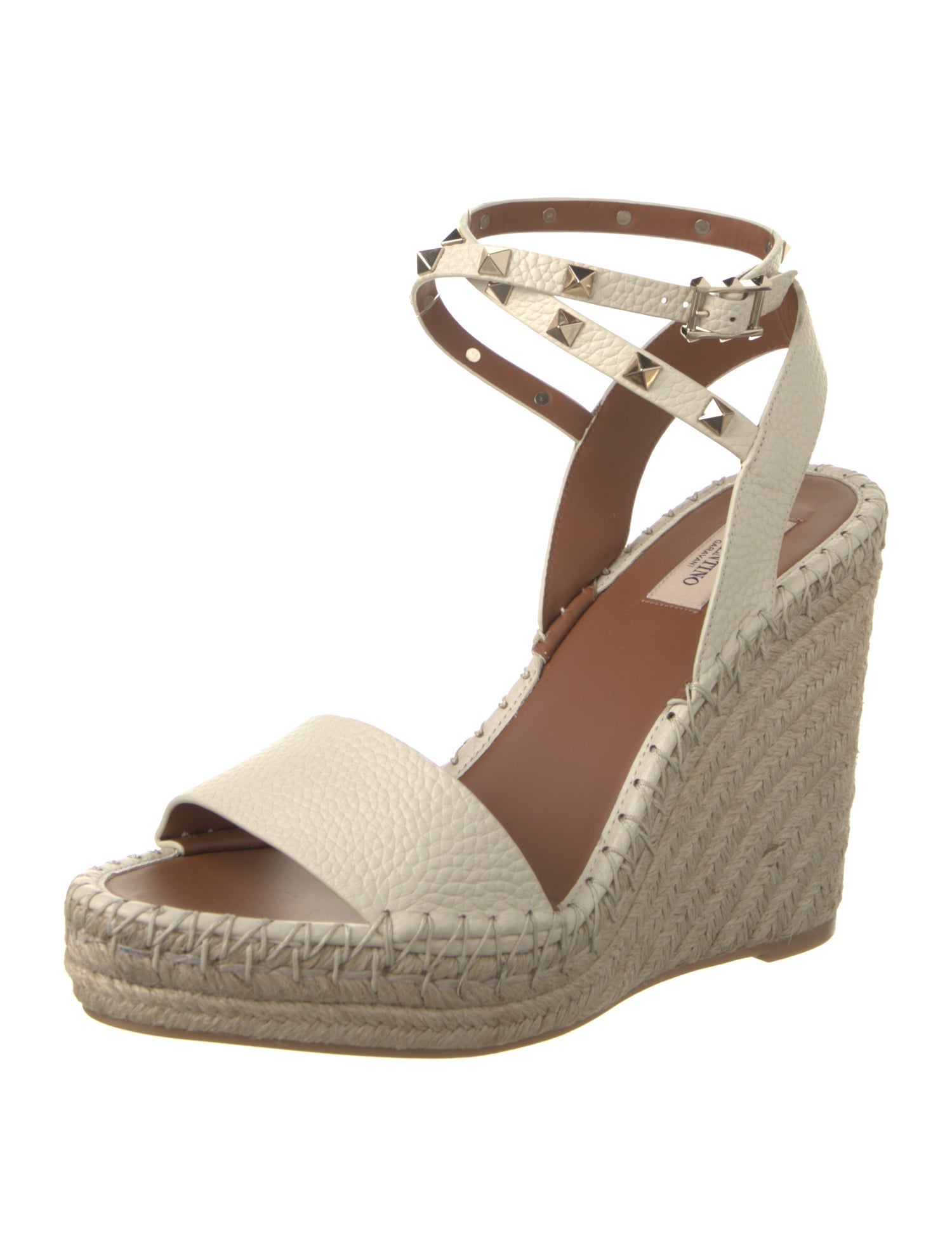 Valentino Rockstud Accents Leather Espadrilles