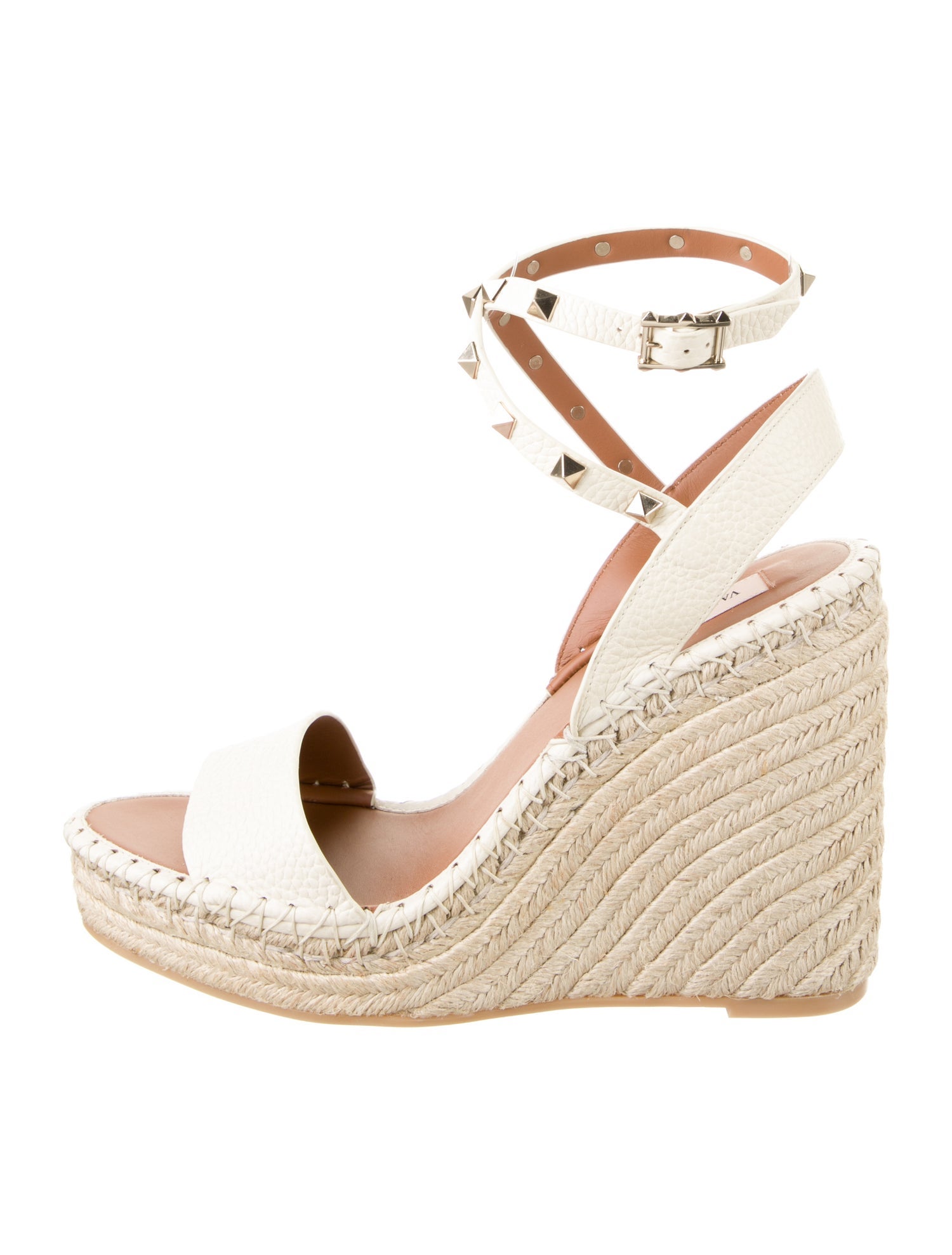 Valentino Rockstud Accents Leather Espadrilles