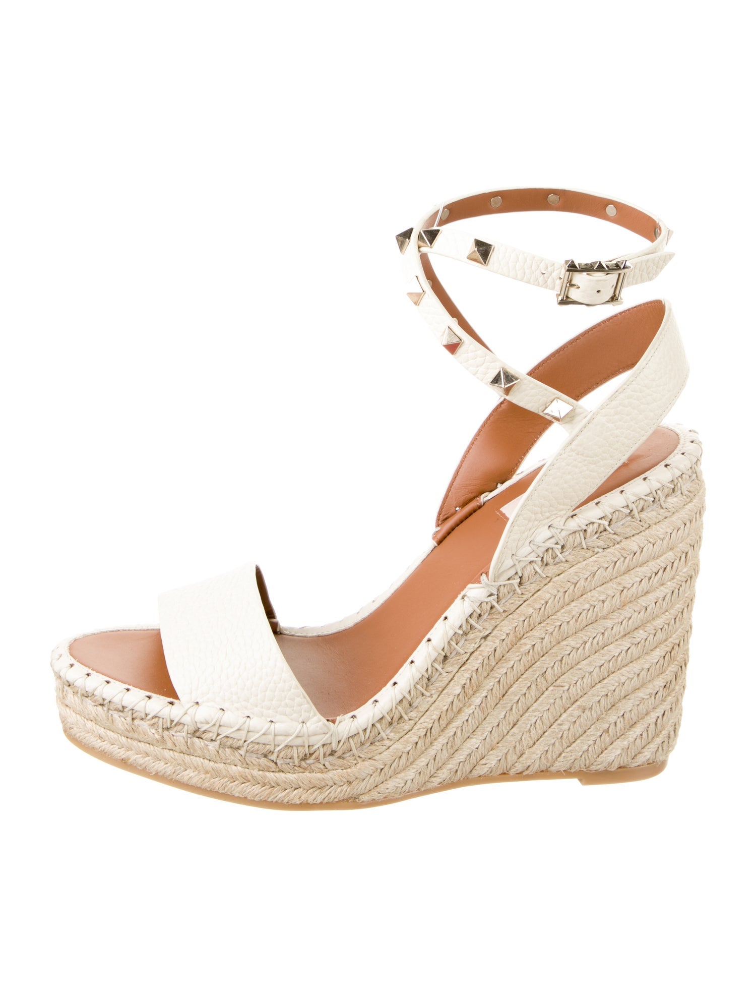 Valentino Rockstud Accents Leather Espadrilles