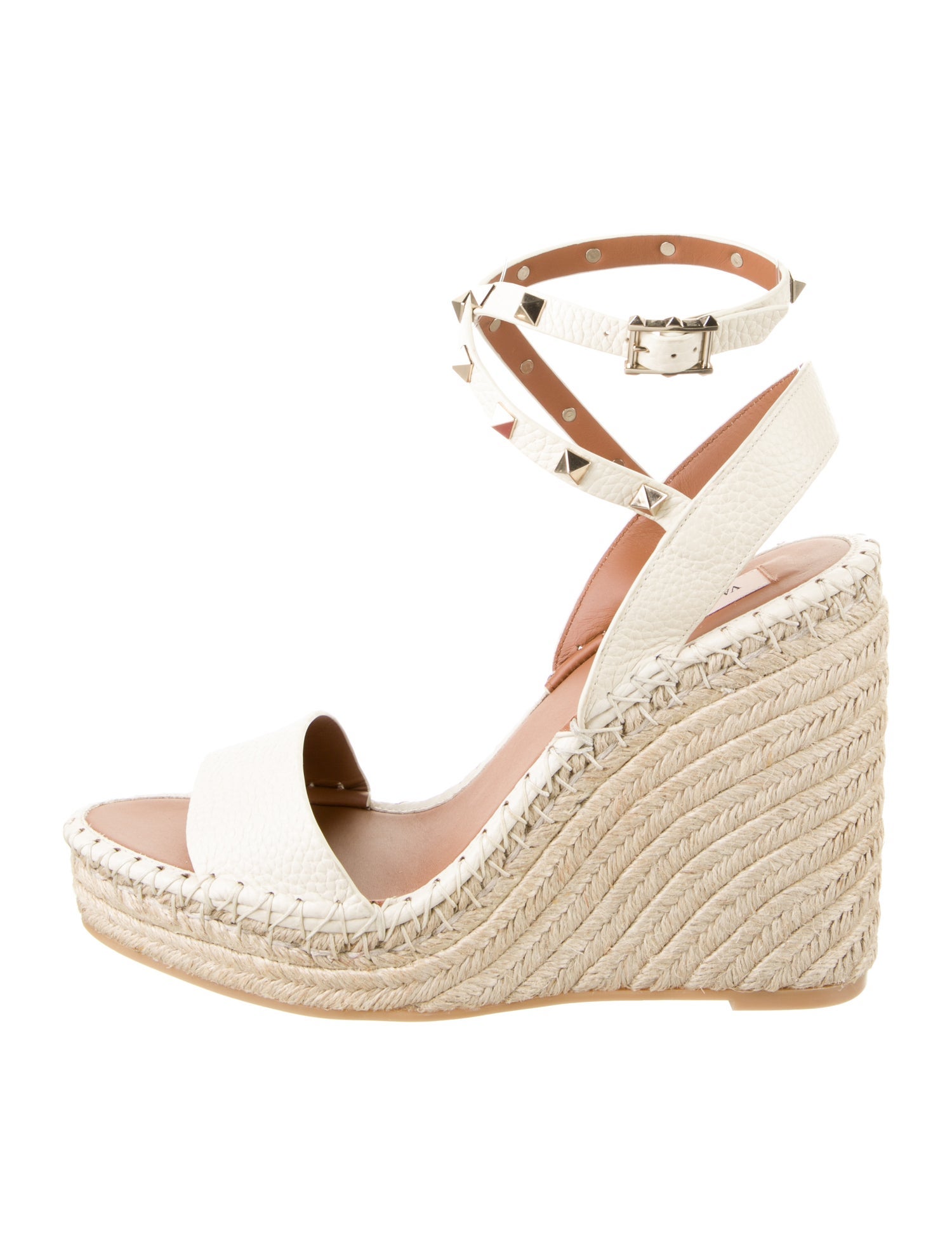 Valentino Rockstud Accents Leather Espadrilles