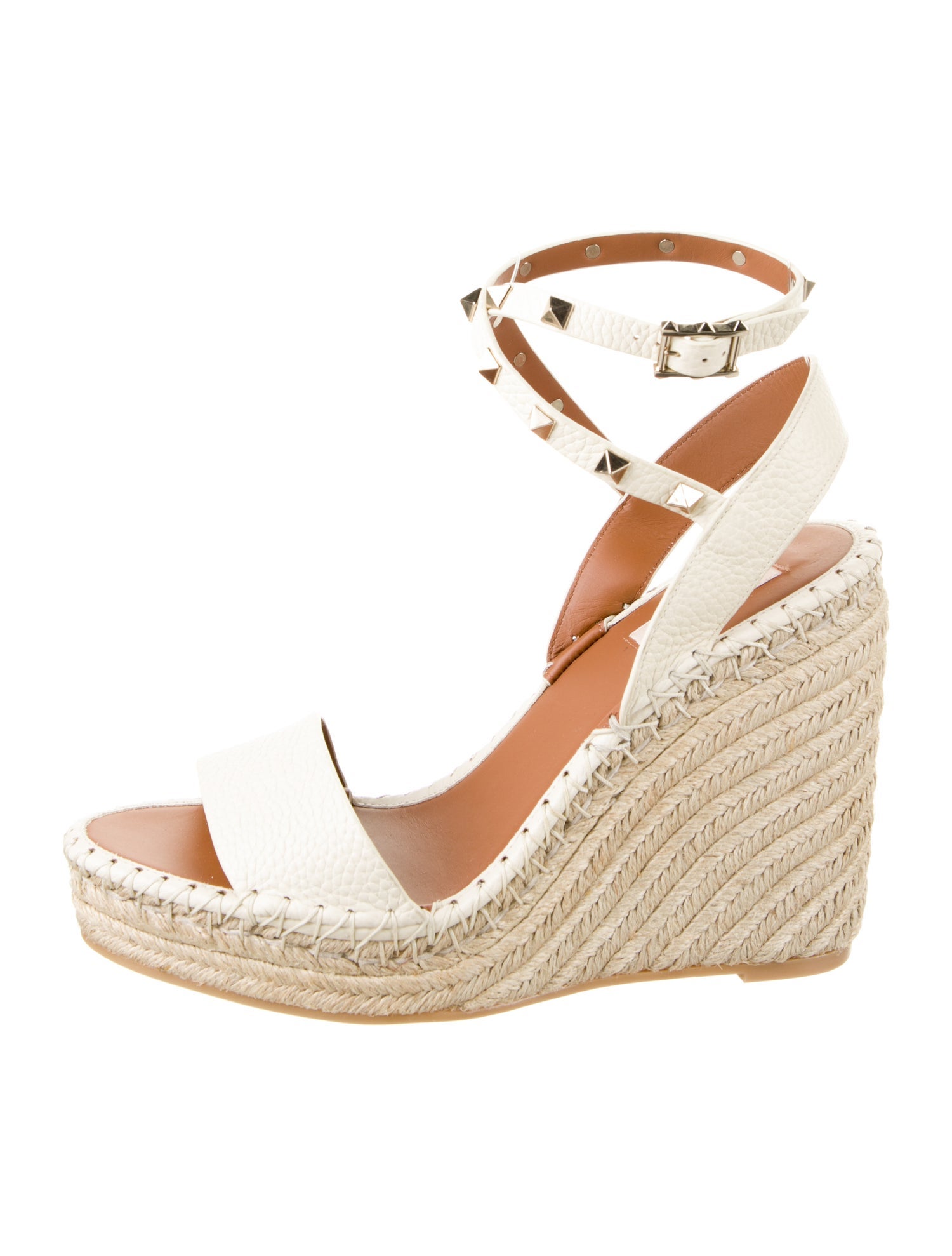 Valentino Rockstud Accents Leather Espadrilles