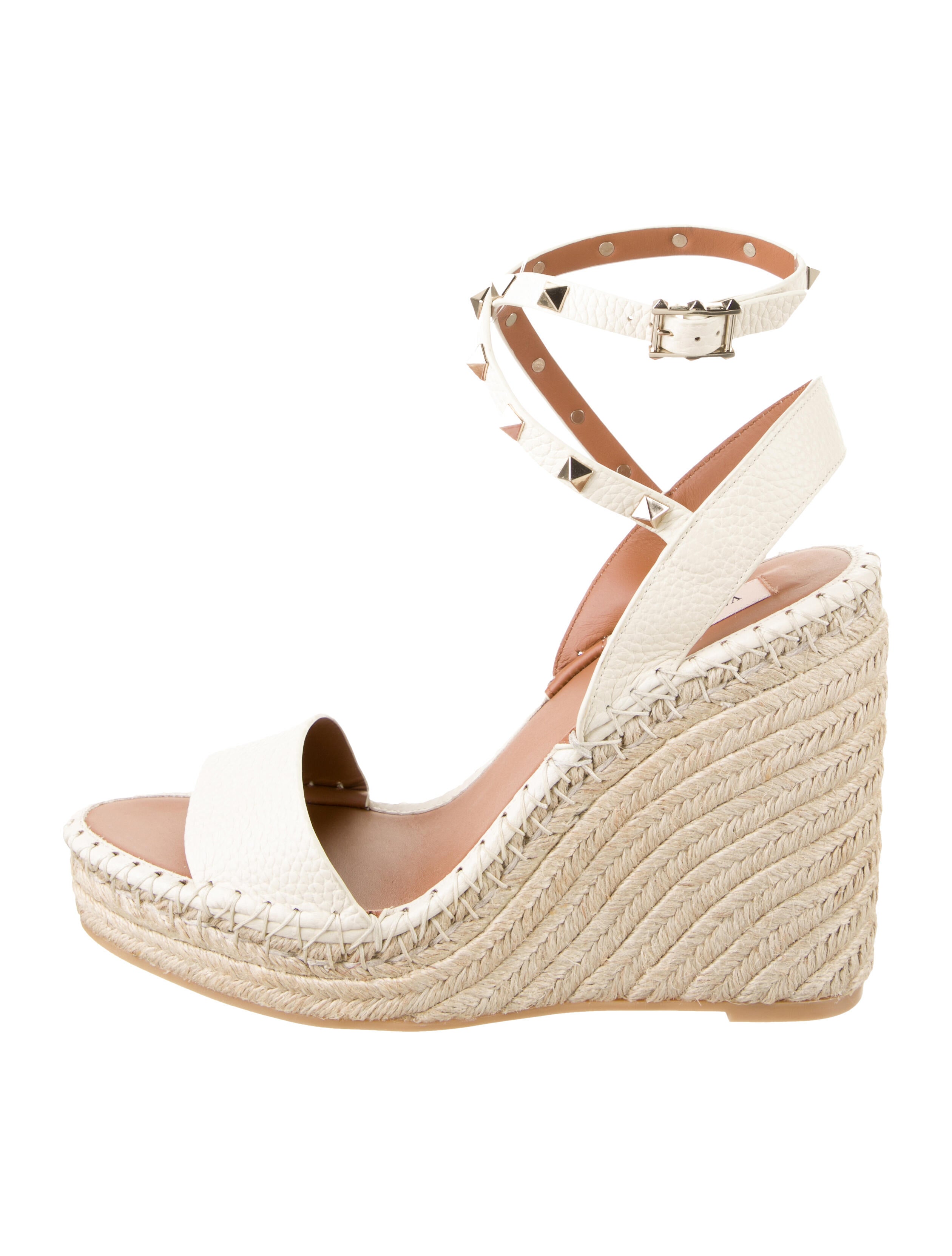 Valentino Rockstud Accents Leather Espadrilles