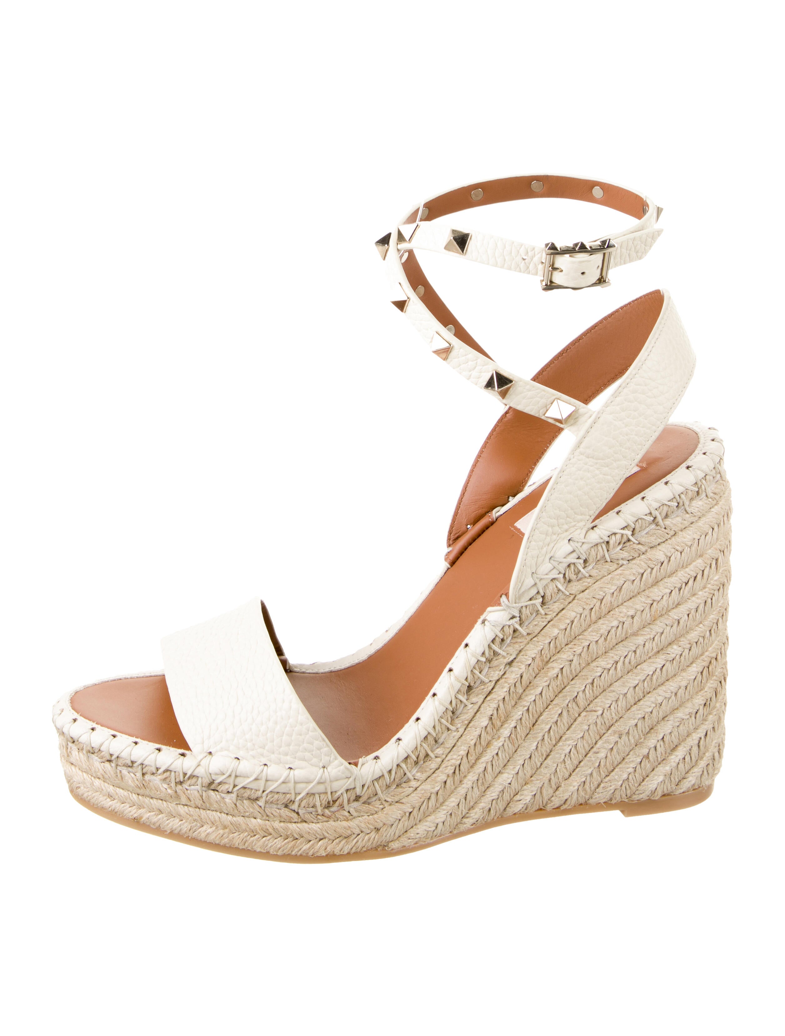 Valentino Rockstud Accents Leather Espadrilles