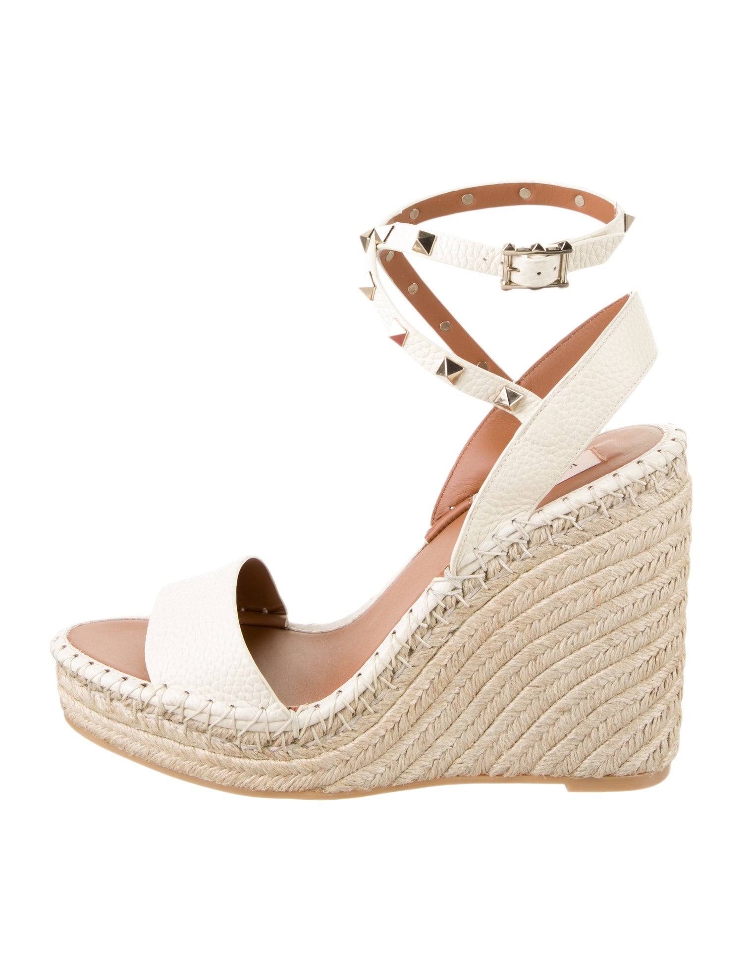 Valentino Rockstud Accents Leather Espadrilles