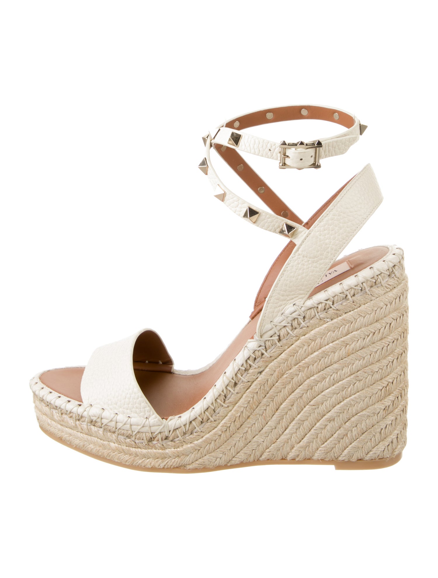 Valentino Rockstud Accents Leather Espadrilles