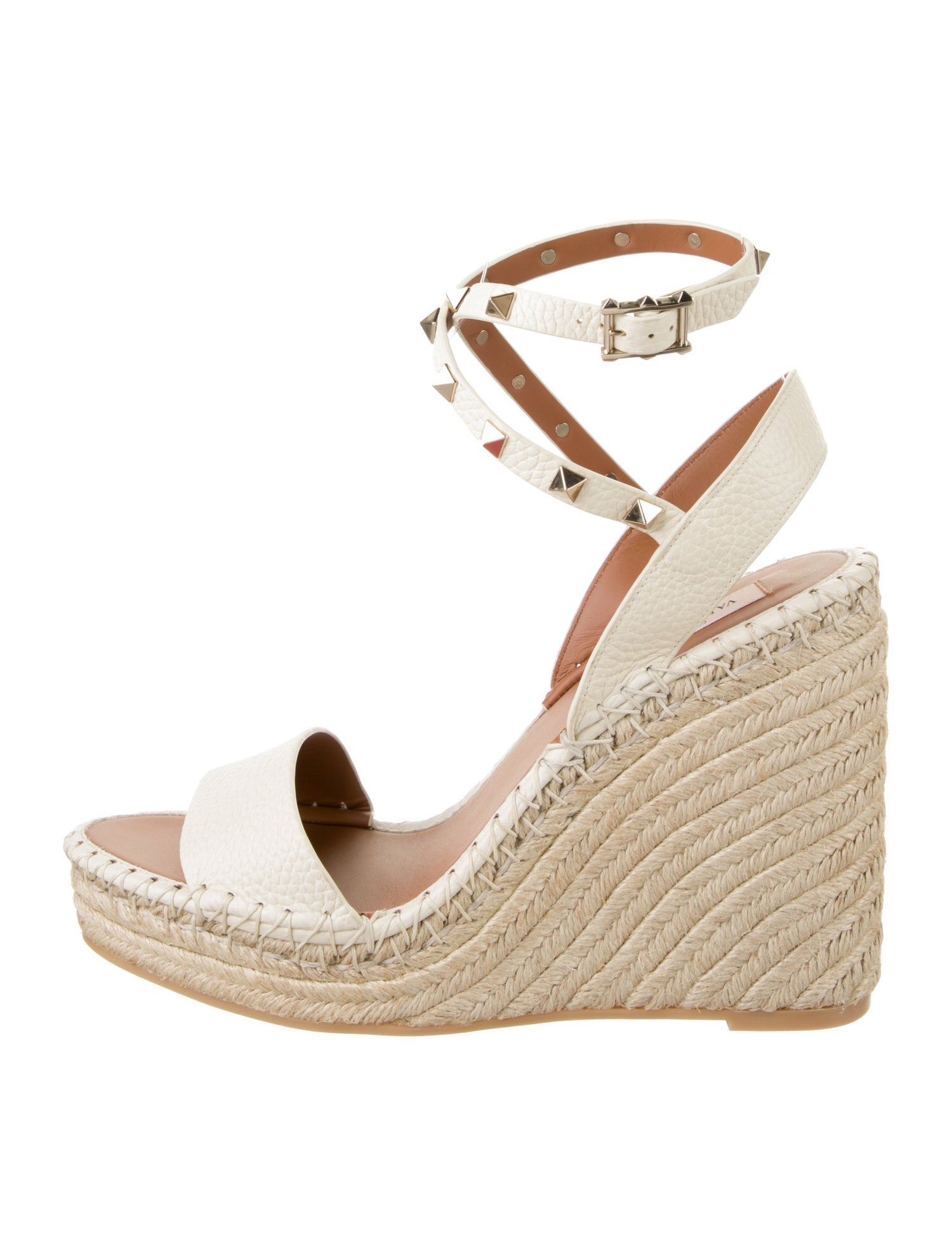 Valentino Rockstud Accents Leather Espadrilles