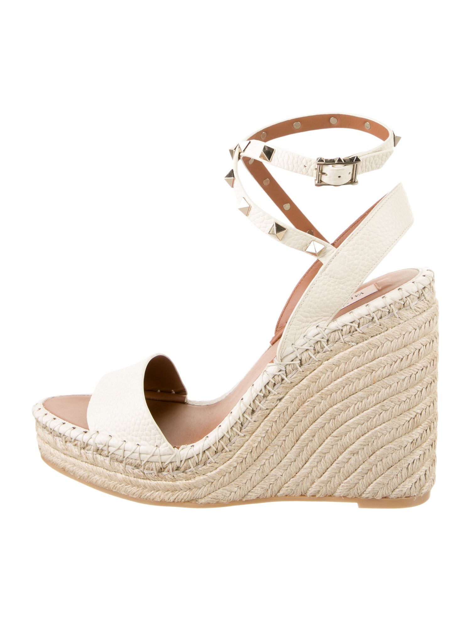 Valentino Rockstud Accents Leather Espadrilles