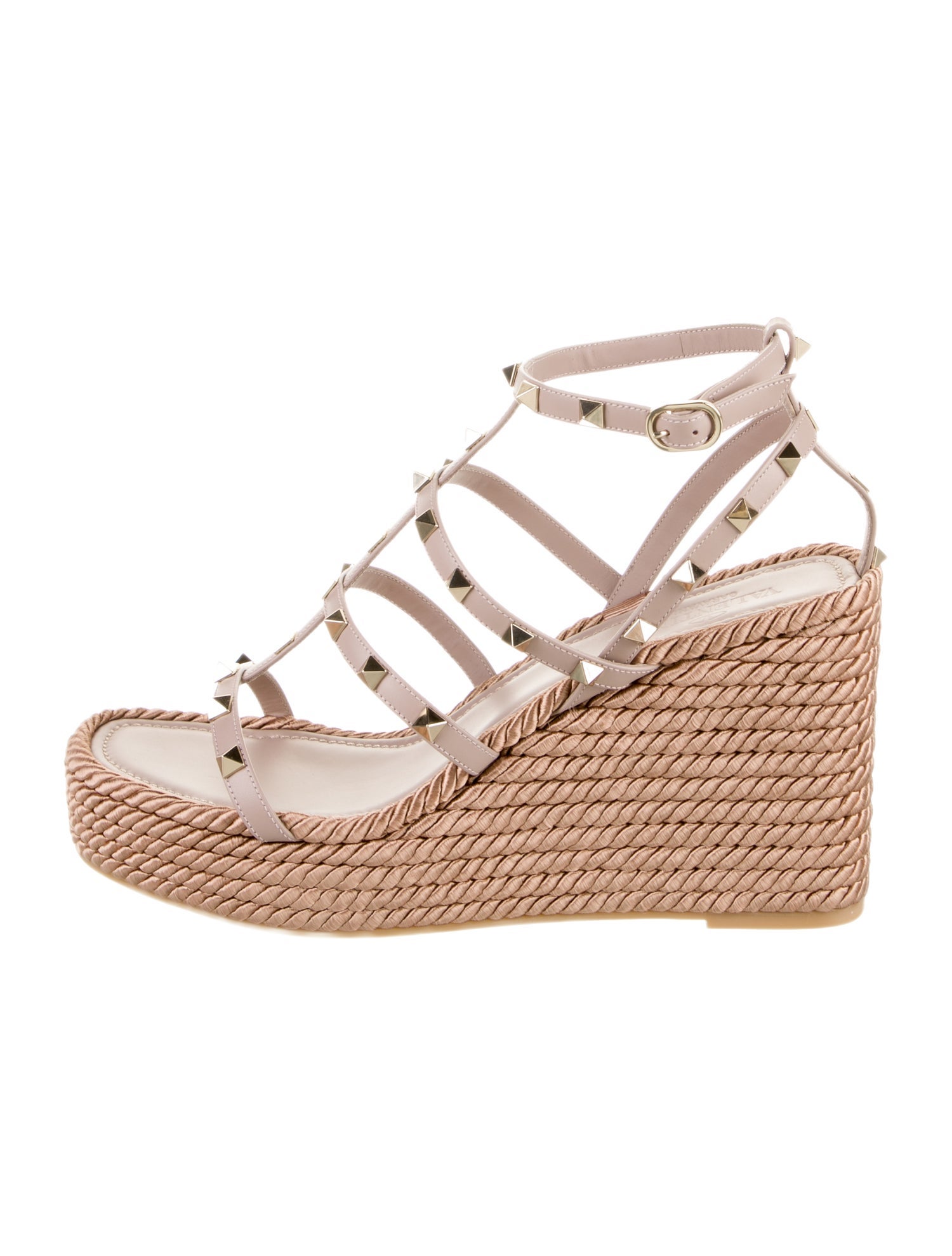 Valentino Rockstud Accents Leather Espadrilles