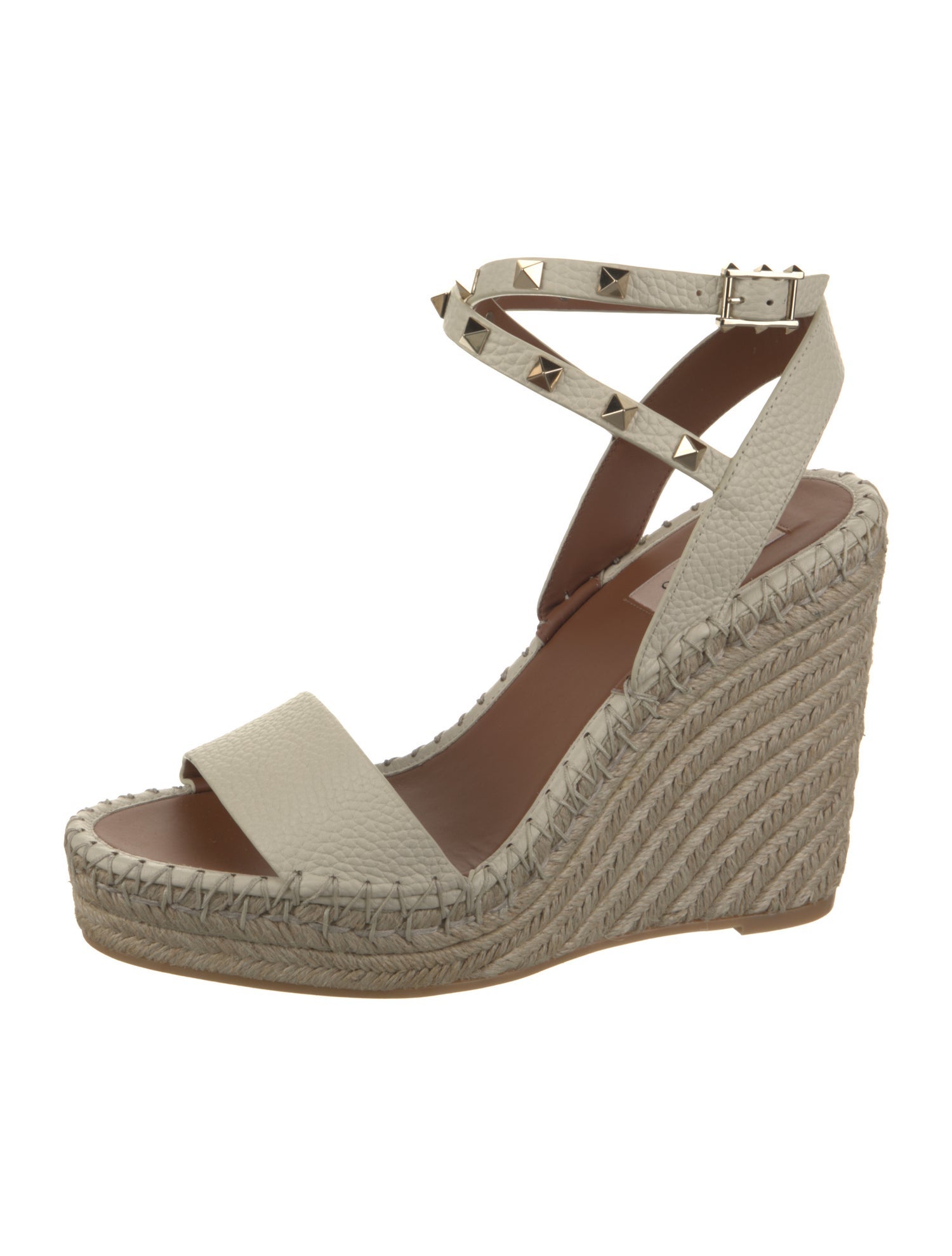 Valentino Leather Studded Accents Espadrilles