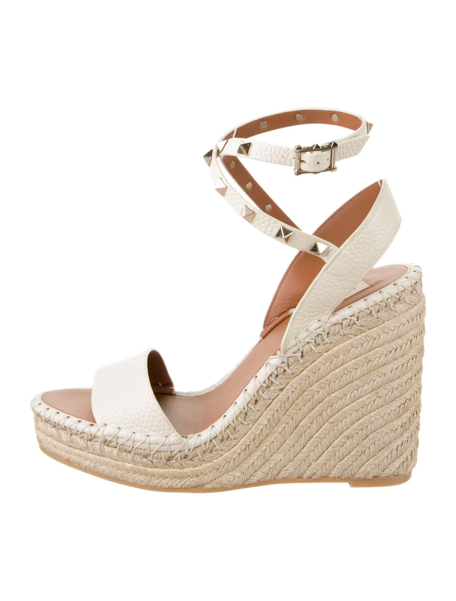 Valentino Rockstud Accents Leather Espadrilles