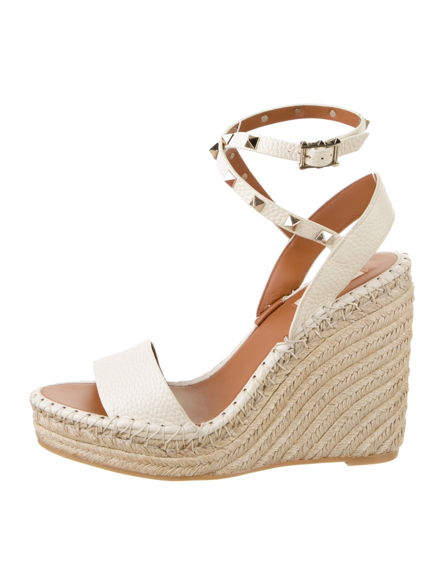 Valentino Rockstud Accents Leather Espadrilles