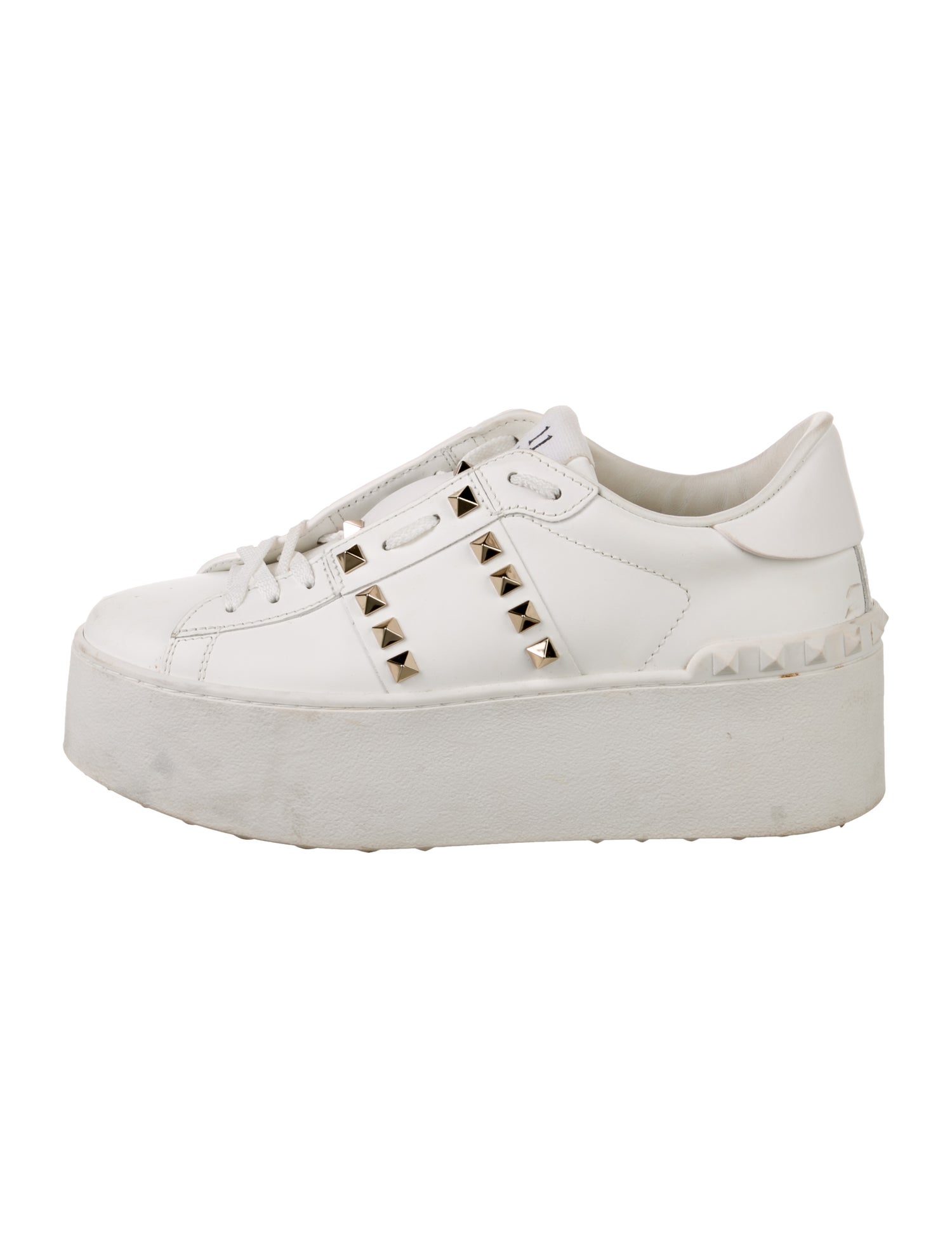 Valentino Rockstud Accents Leather Sneakers