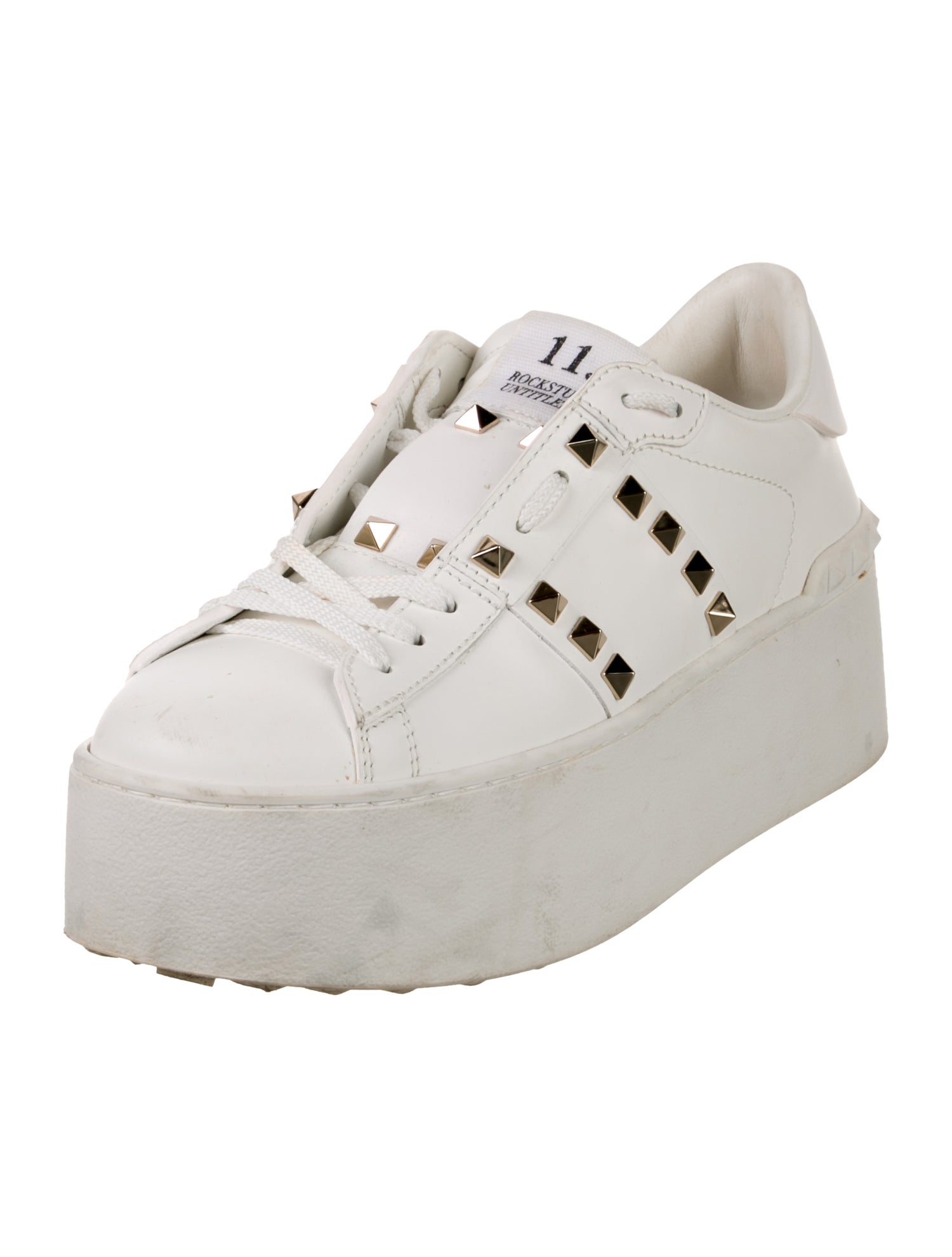 Valentino Rockstud Accents Leather Sneakers