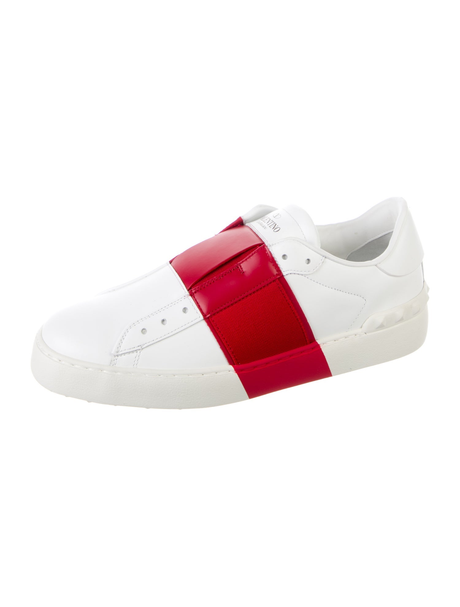 Valentino Leather Colorblock Pattern Sneakers