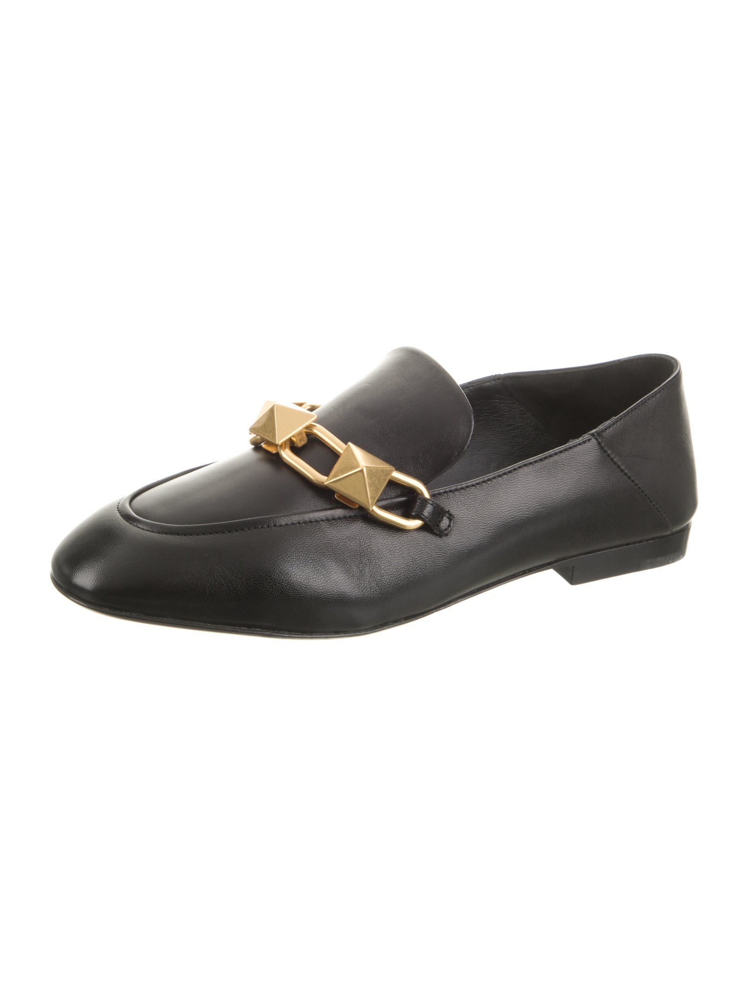 Valentino Leather Chain-Link Accents Loafers