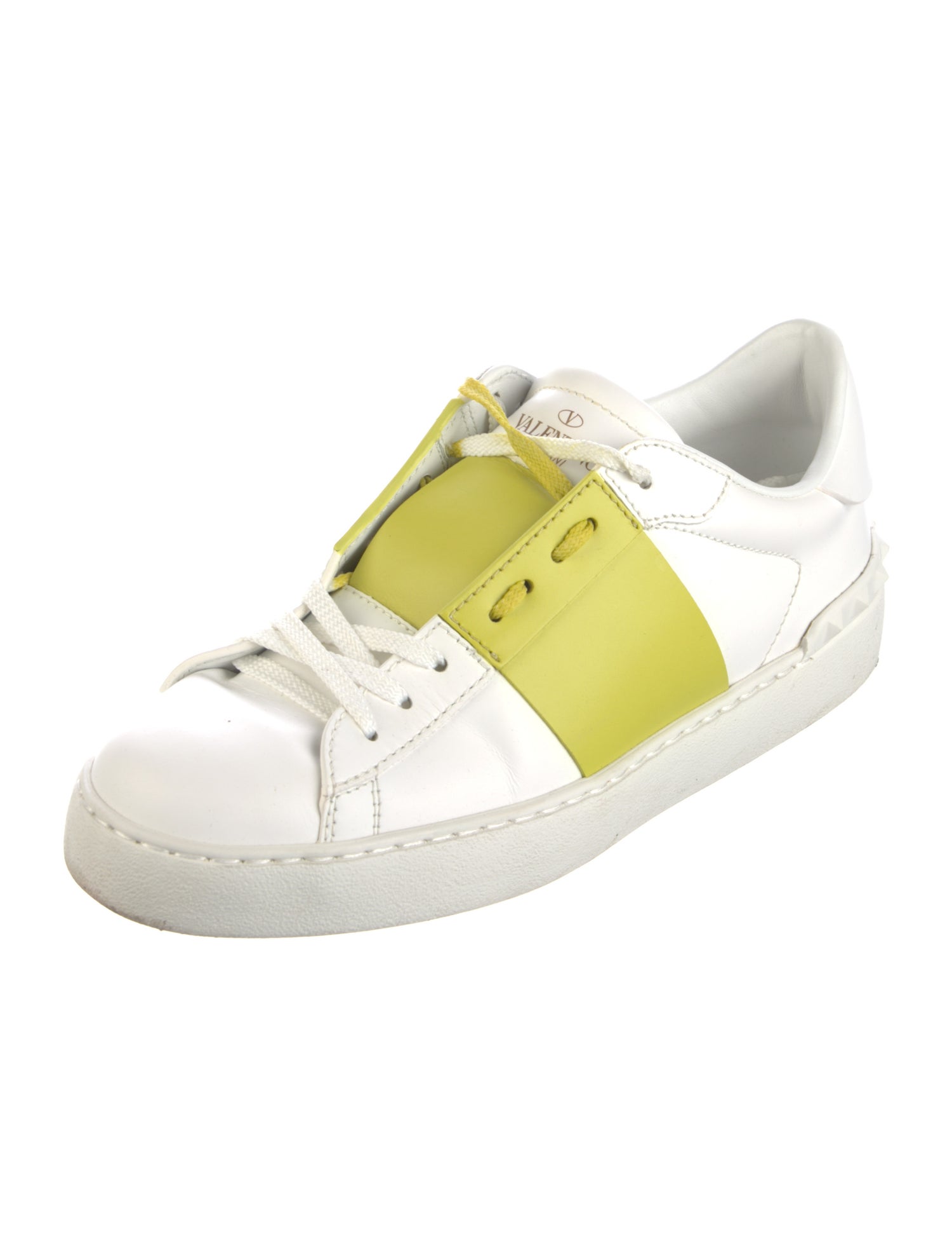Valentino Rockstud Accents Leather Sneakers