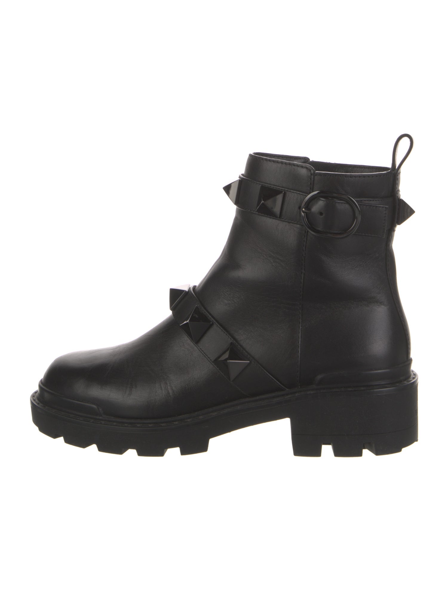 Valentino Rockstud Accents Leather Combat Boots