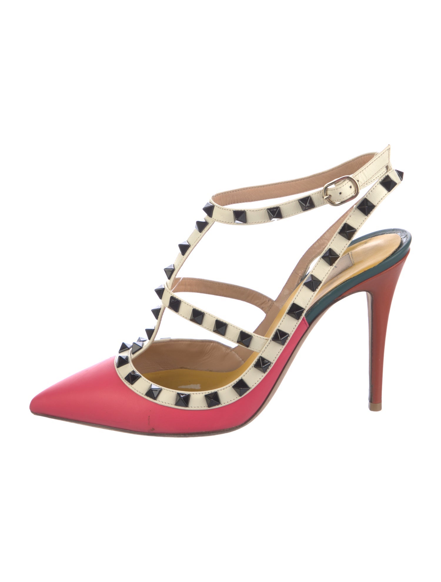 Valentino Rockstud Accents Leather T-Strap Pumps