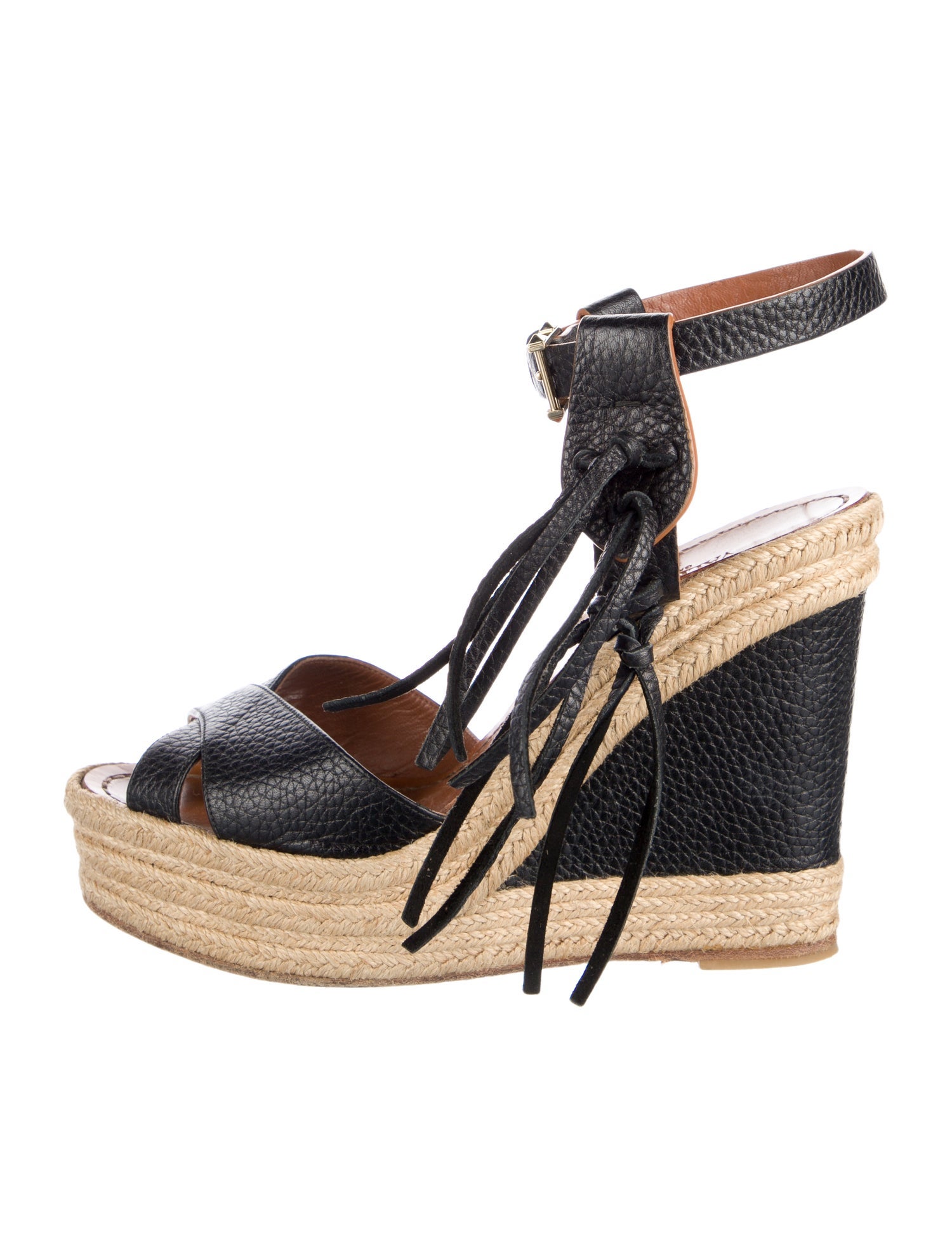 Valentino Leather Braided Accents Espadrilles