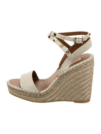 Valentino Leather Colorblock Pattern Espadrilles