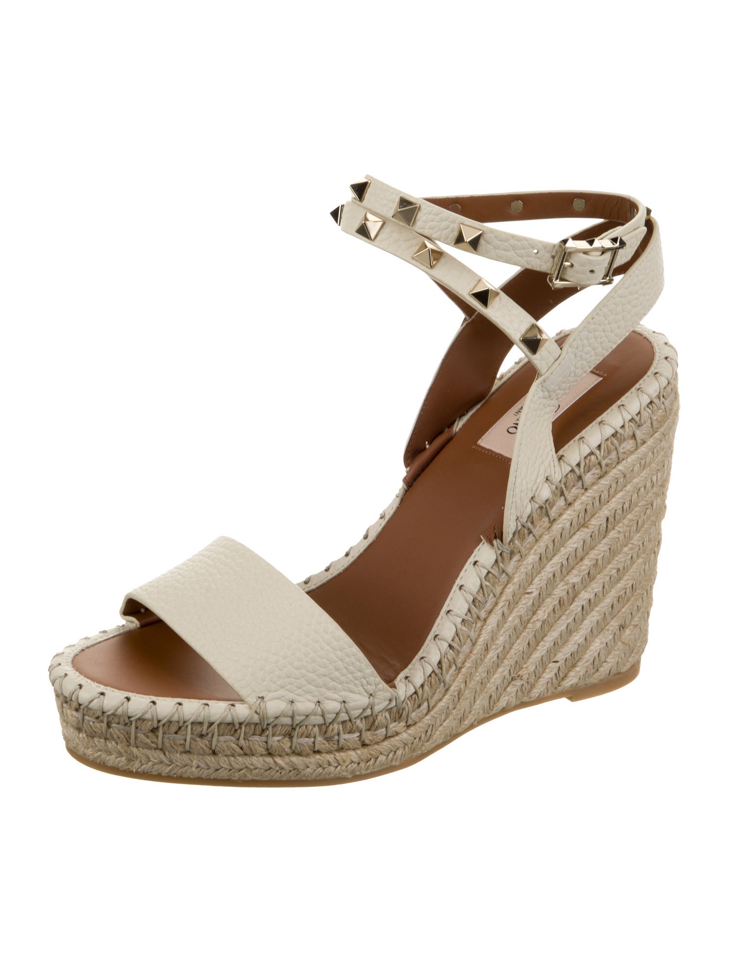 Valentino Leather Colorblock Pattern Espadrilles