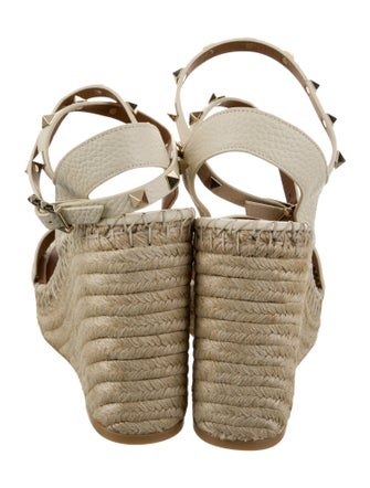 Valentino Leather Colorblock Pattern Espadrilles