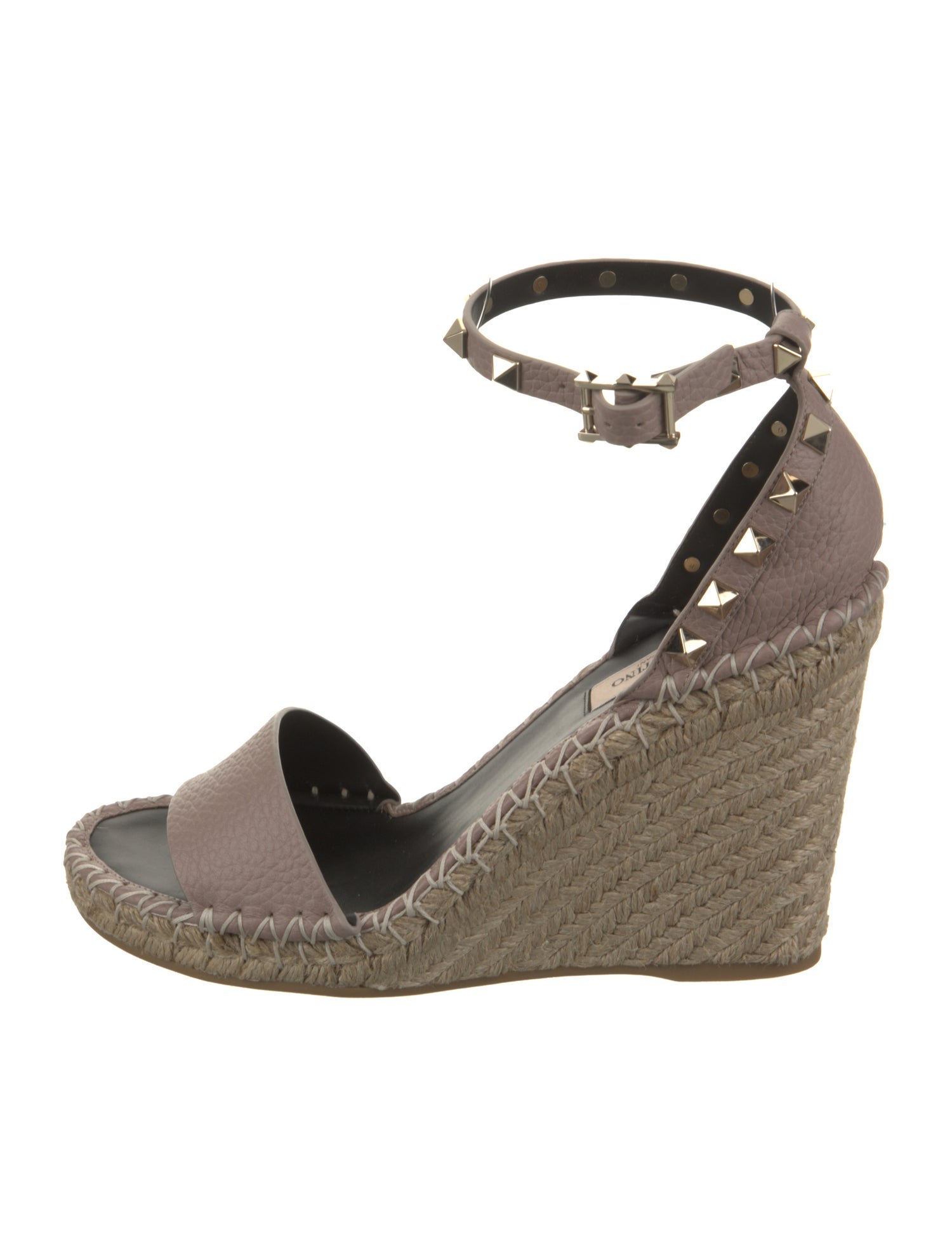 Valentino Leather Studded Accents Espadrilles