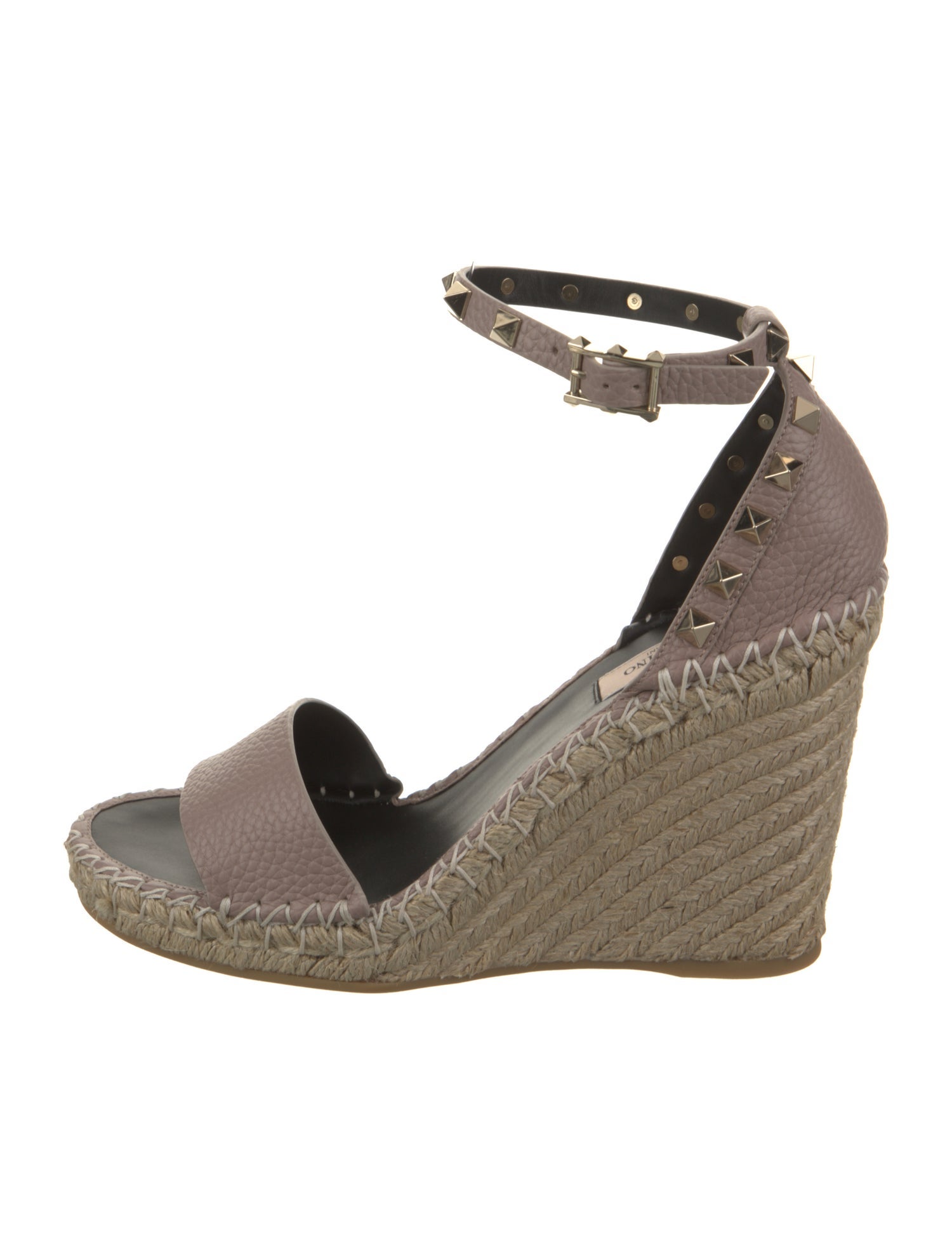 Valentino Leather Studded Accents Espadrilles