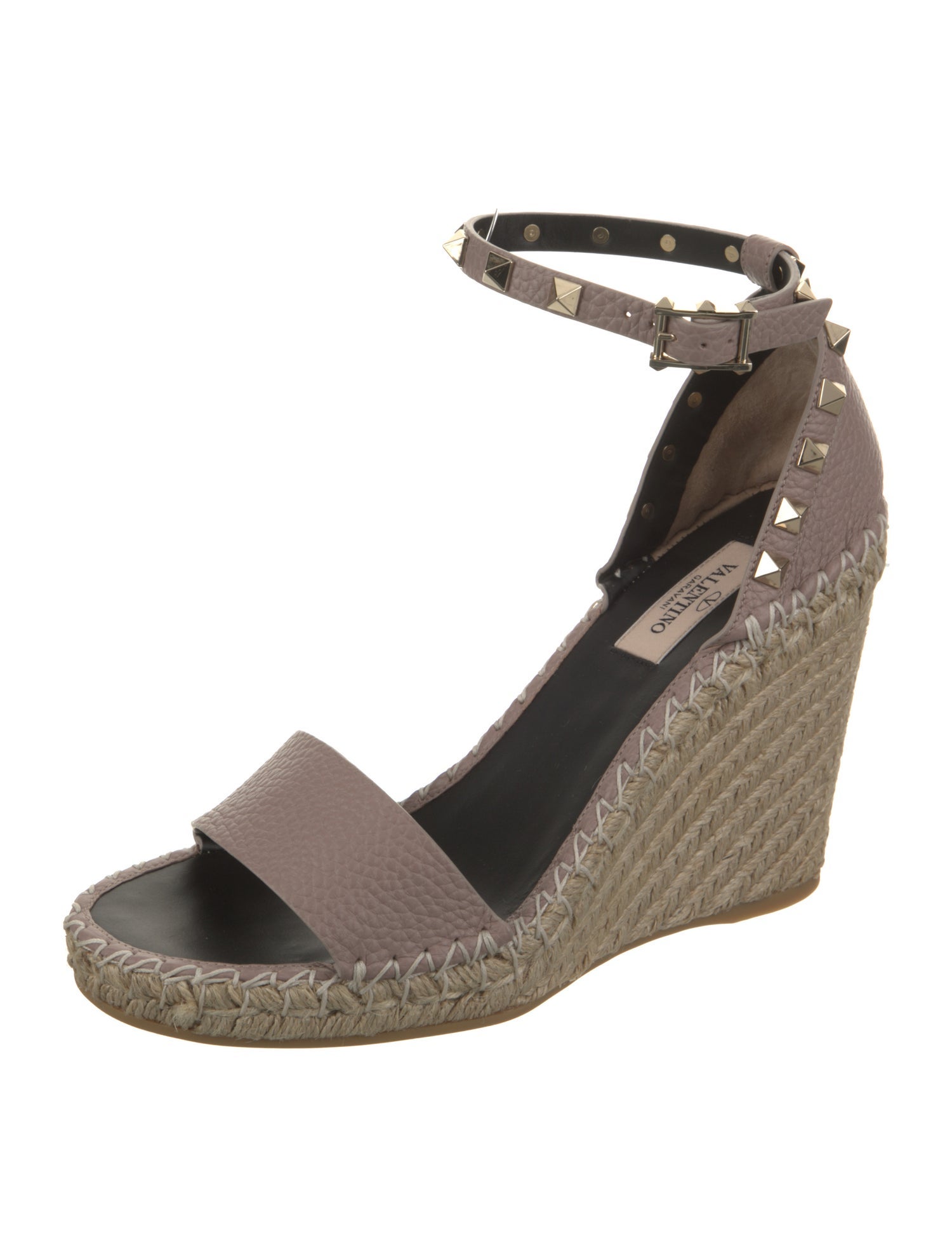 Valentino Leather Studded Accents Espadrilles