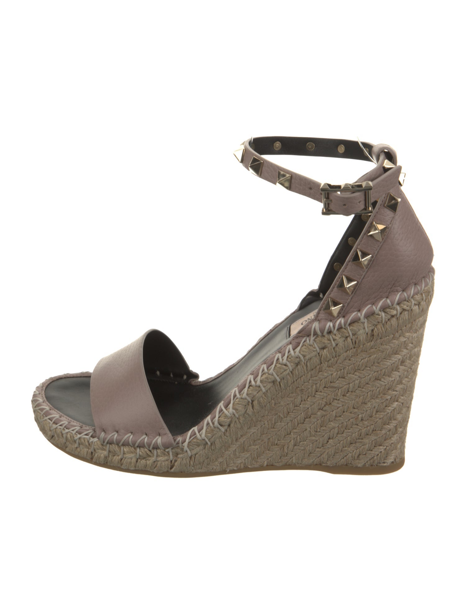 Valentino Leather Studded Accents Espadrilles