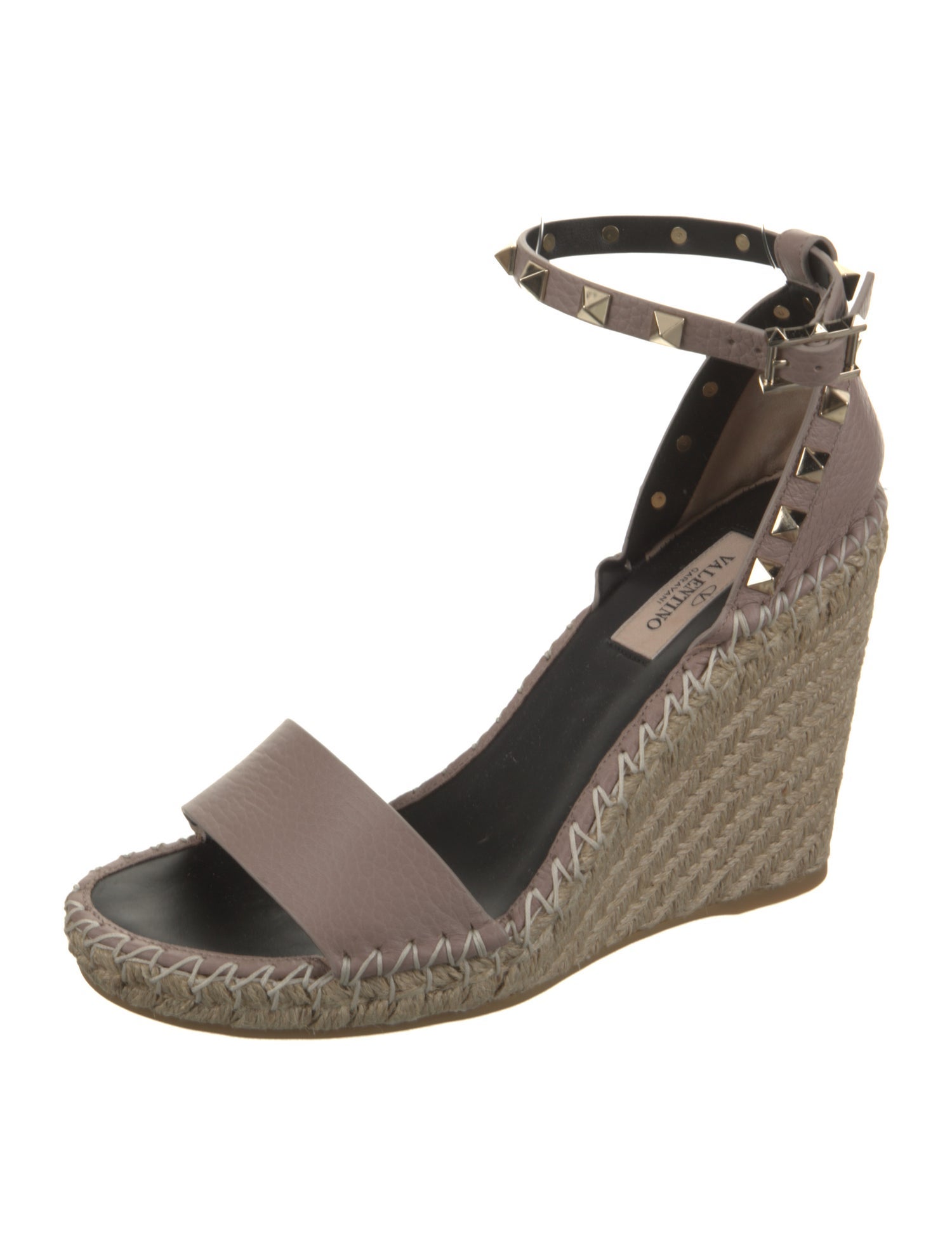 Valentino Leather Studded Accents Espadrilles