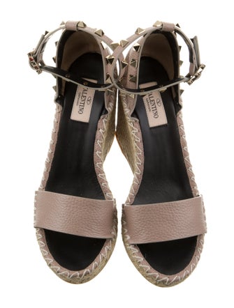 Valentino Leather Colorblock Pattern Espadrilles