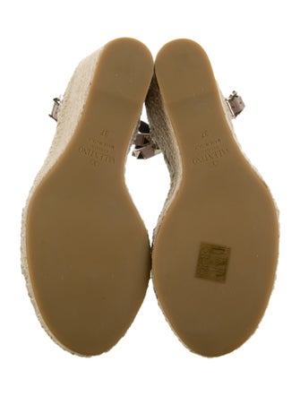 Valentino Leather Colorblock Pattern Espadrilles