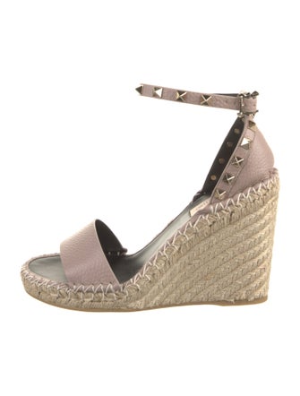 Valentino Leather Studded Accents Espadrilles