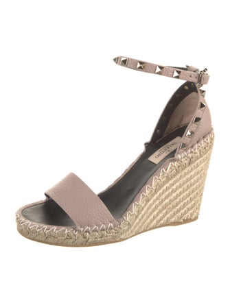 Valentino Leather Studded Accents Espadrilles