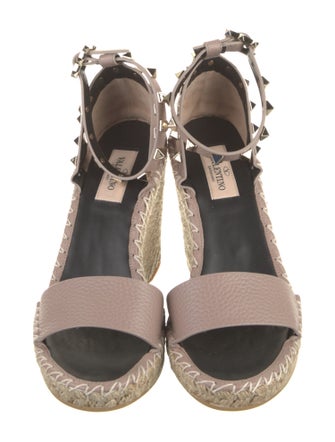 Valentino Leather Studded Accents Espadrilles