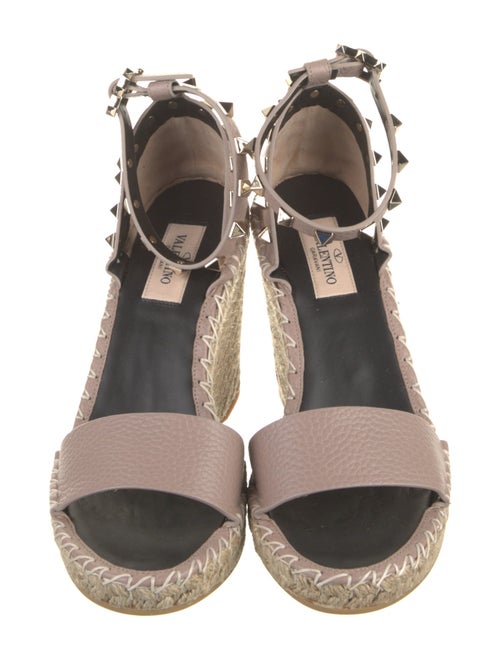 Valentino Leather Studded Accents Espadrilles