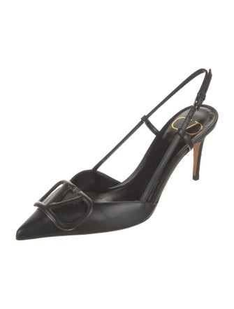 Valentino Leather Floral Print Slingback Pumps