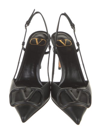 Valentino Leather Floral Print Slingback Pumps
