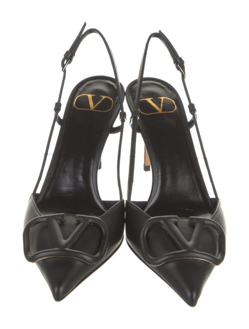 Valentino Leather Floral Print Slingback Pumps