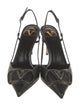 Valentino Leather Floral Print Slingback Pumps
