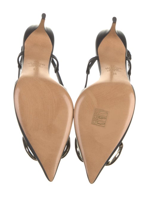 Valentino Leather Floral Print Slingback Pumps
