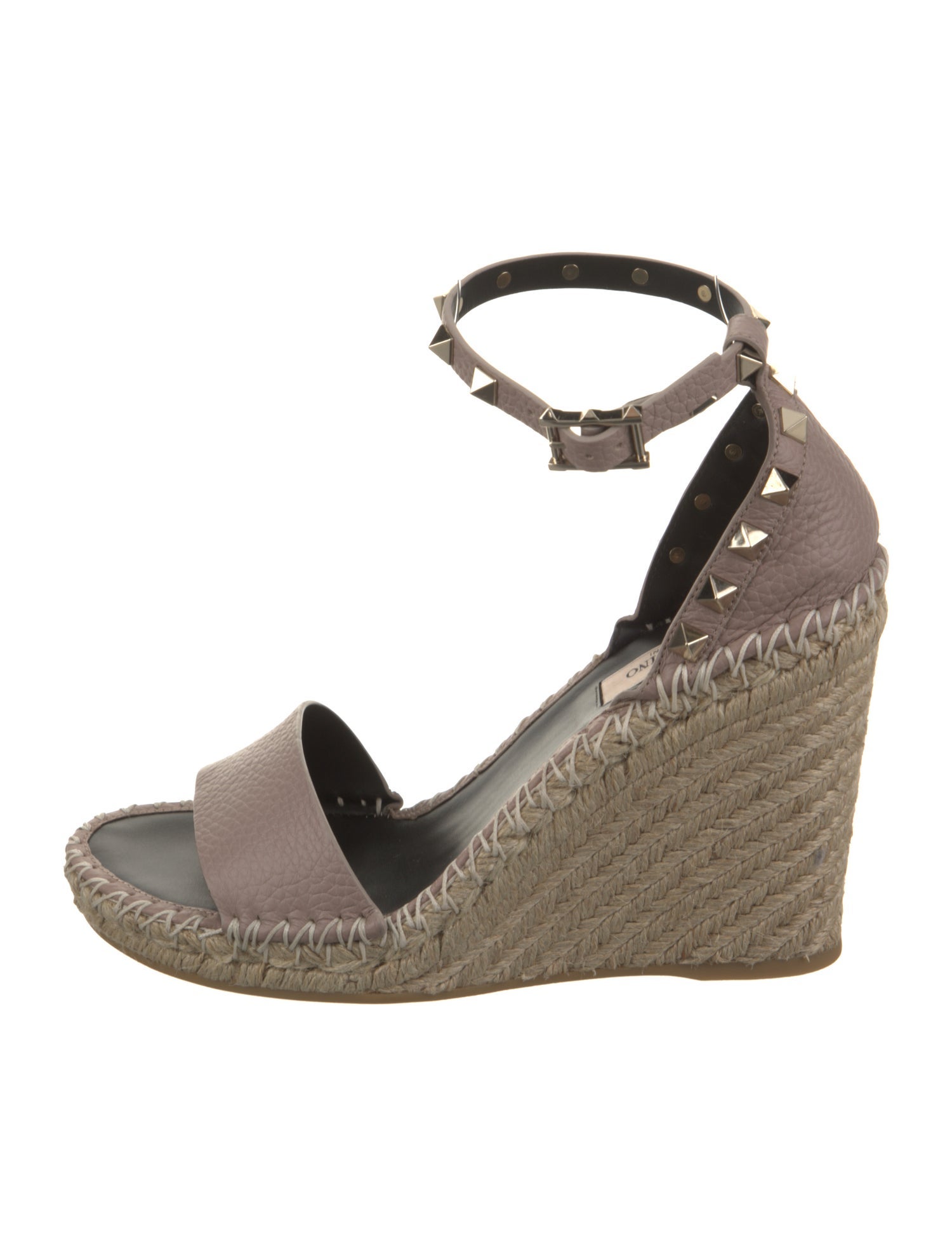 Valentino Leather Studded Accents Espadrilles