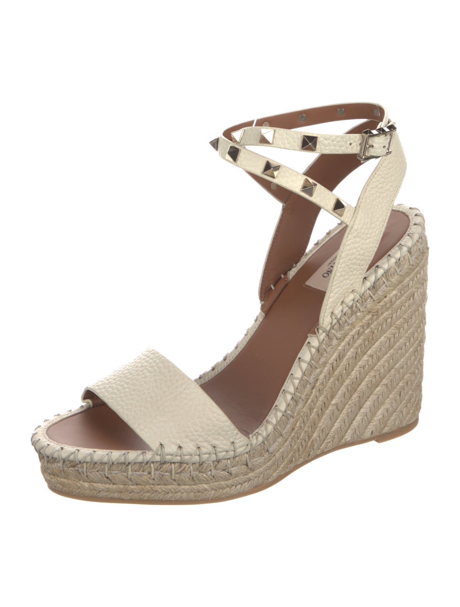 Valentino Leather Studded Accents Espadrilles