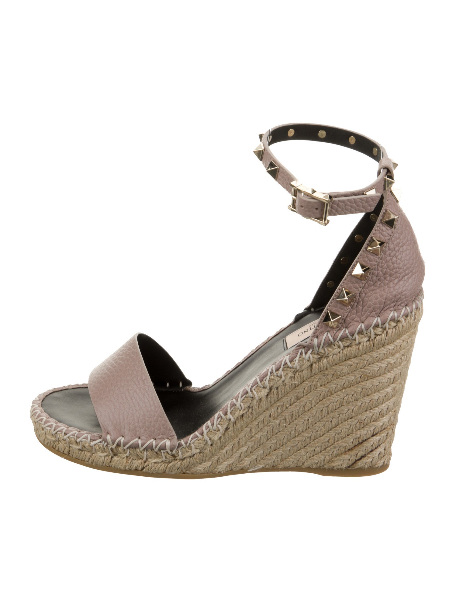 Valentino Leather Studded Accents Espadrilles