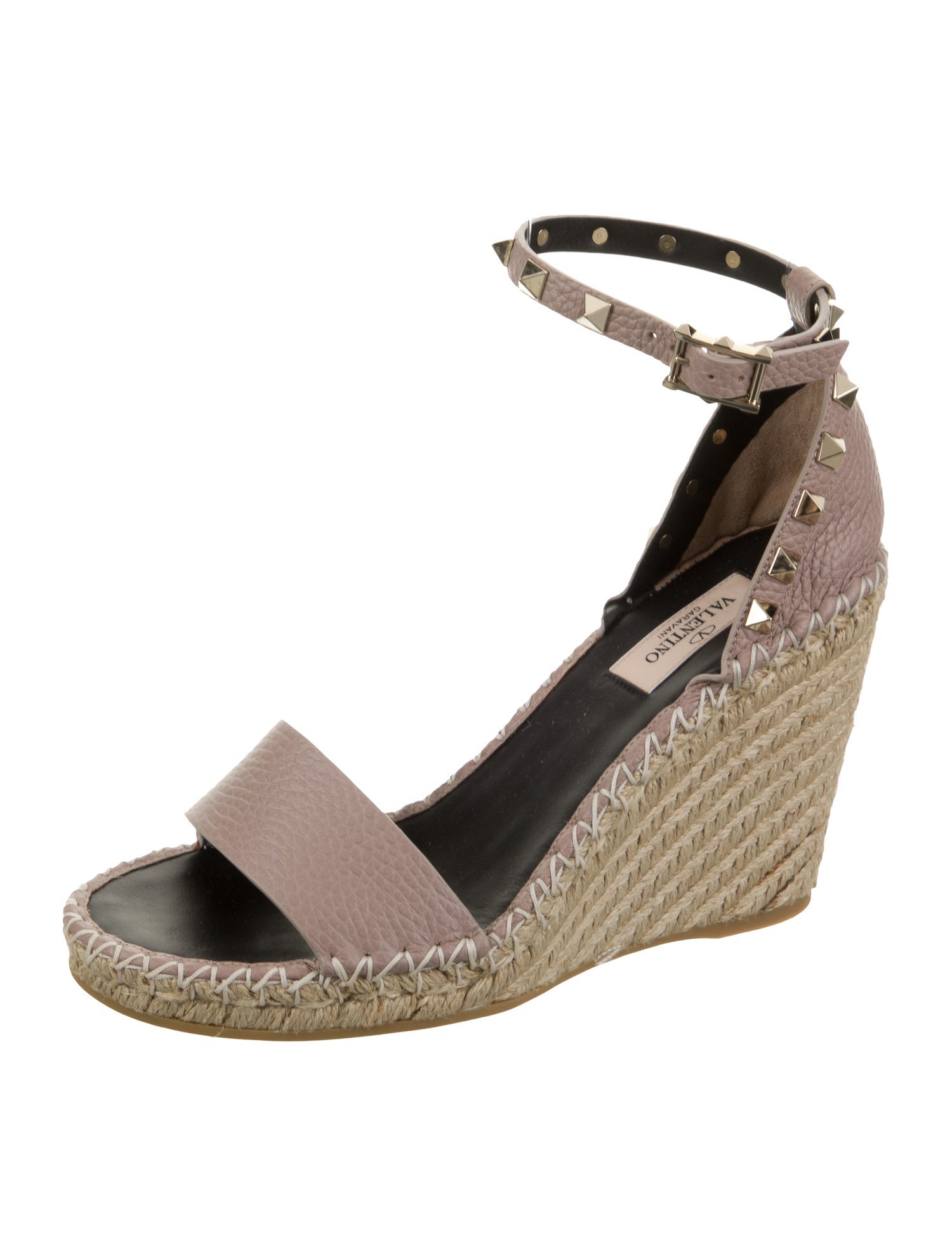 Valentino Leather Studded Accents Espadrilles